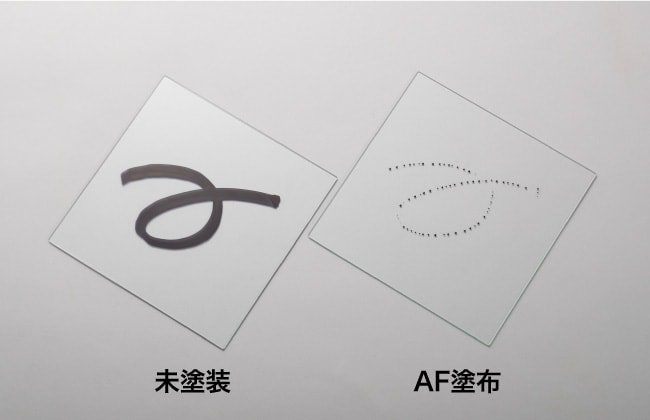 ガラス基板上、油性マジックによる防汚性検証
